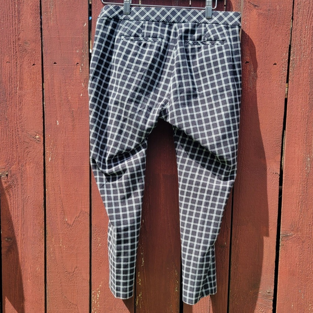 J. Jill Premium Bi-Stretch Plaid Pants Womens 8 Petite Black White Grid Check - Picture 3 of 8